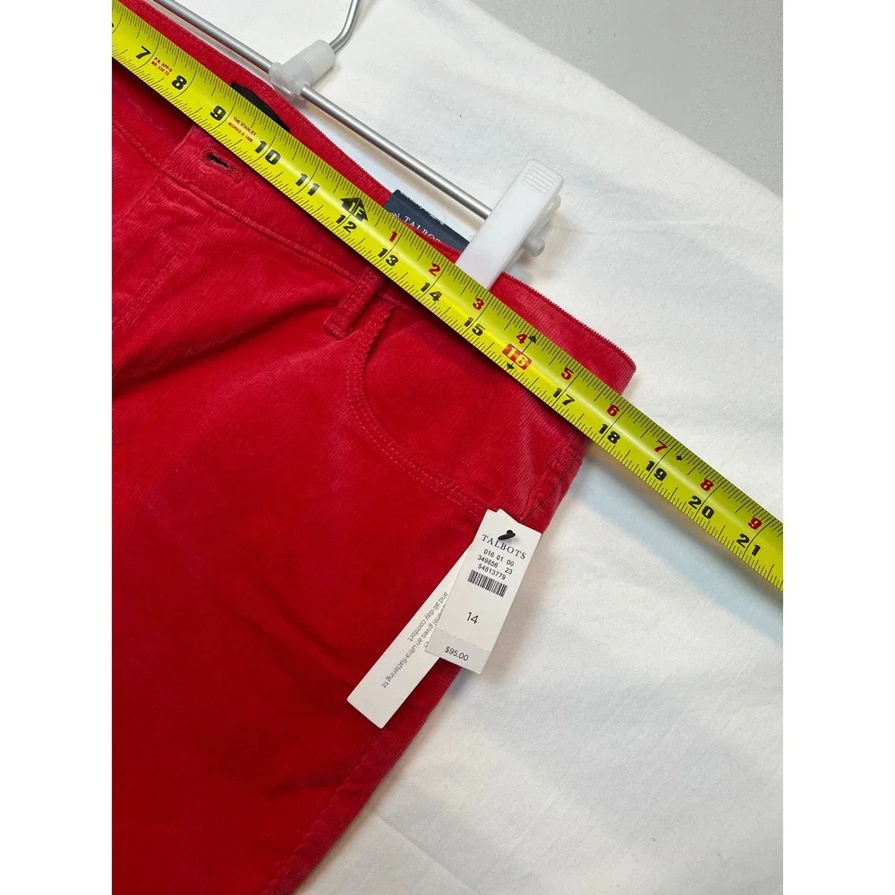 Talbots NWT Red‎ Corduroy Jeggings 14 High Waist Pop of Red Preppy Officecore